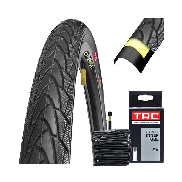 Opona rowerowa 28 cali TRC + dętka AV48 ZESTAW 700x35C 37-622 ANTYPRZEBICIE