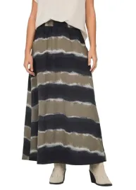 only-dluga-spodnica-trapezowa-w-paski-khaki-czarny-xl-j9a