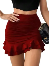 shein-czerwona-rozkloszowana-spodnica-z-falbana-m-1jb