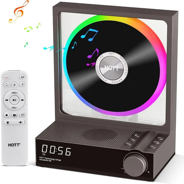 Odtwarzacz CD Stacjonarny HiFi Bluetooth Głośnik MP3 LED Konwerter Kart TF