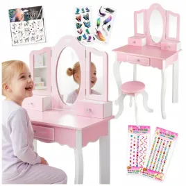 duza-rozowa-drewniana-toaletka-dla-dziewczynki-dzieci-kinderplay-naklejki
