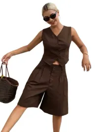 shein-brazowy-komplet-damski-bez-rekawow-z-guzikami-len-m-1ka