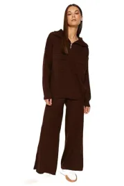 trendyol-komplet-damski-brazowy-sweter-i-spodnie-z-zamkiem-s-5ea