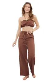 trendyol-komplet-damski-top-i-spodnie-z-falbana-brazowy-38-5ea