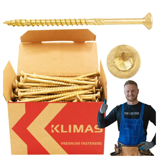WKRĘTY CIESIELSKIE DO DREWNA 6x120 STOŻKOWE TORX 100szt WKCS-60120 KLIMAS