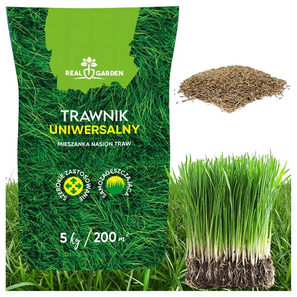 TRAWA UNIWERSALNA ZAGĘSZCZAJĄCA TRAWNIK 5KG MIESZANKA NASION TRAW 200M2