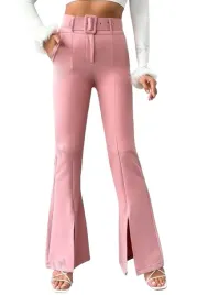 spodnie-damskie-rozowe-eleganckie-dzwony-z-paskiem-s-1-4