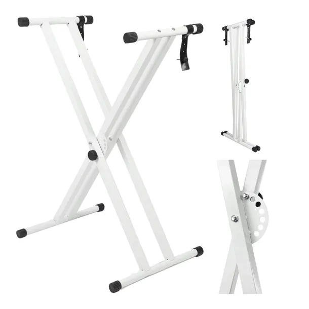 STATYW STOJAK POD KEYBOARD KLAWISZOWY DO ORGANY PODWÓJNY 31-96CM BIAŁY