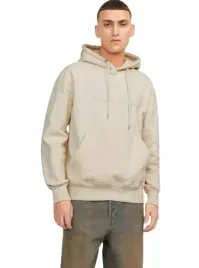 jackandjones-bluza-z-kapturem-kangurka-bezowa-z-logo-xs-j9a