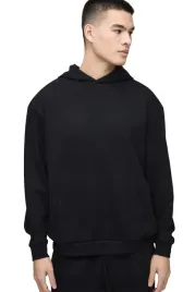 boohooman-bluza-meska-z-kapturem-czarna-z-faktura-man-z3a