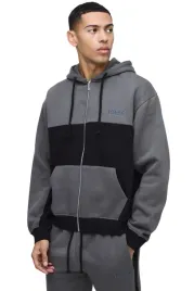 boohooman-bluza-meska-z-kapturem-rozpinana-melanz-czarna-szara-z3a