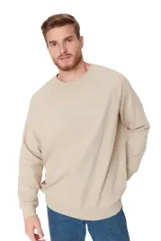 trendyol-man-bluza-meska-bezowa-z-okraglym-dekoltem-dlugi-rekaw-l-5da