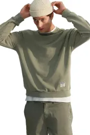 trendyol-man-bluza-meska-klasyczna-z-okraglym-dekoltem-khaki-l-5da