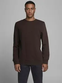 jack-and-jones-brazowa-bluza-meska-gladka-z-okraglym-dekoltem-s-6fa