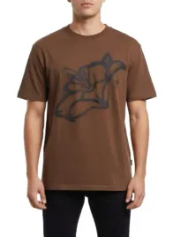 hugo-brazowy-t-shirt-z-okraglym-dekoltem-z-nadrukiem-kwiatu-xs-j2a