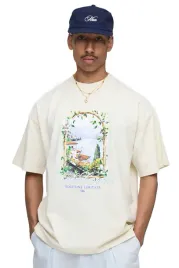 boohooman-meski-t-shirt-bezowy-z-nadrukiem-pejzazu-okragly-dekolt-m-z3a