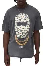 boohooman-meski-t-shirt-czarny-z-nadrukiem-kwiatowym-i-lancuchami-m-z3a