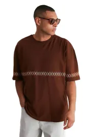 trendyol-man-brazowy-t-shirt-meski-aztecki-wzor-m-5da
