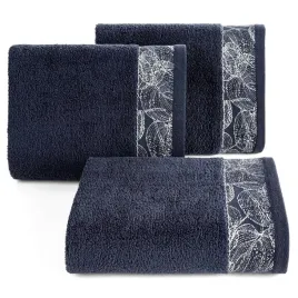 recznik-agis-70x140-granatowy-liscie-frotte-400g-m2