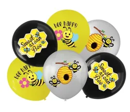 balony-lateksowe-zestaw-6-szt-pszczolka-pszczola-plaster-miodu-mix-30-cm