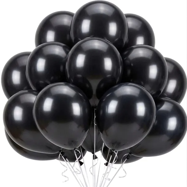 Balony metaliczne czarne 10 szt wesele urodziny lateksowe sylwester 30 cm