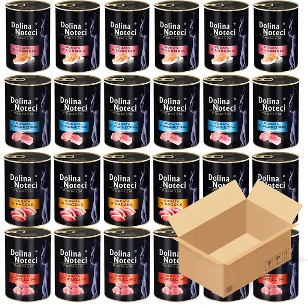 Dolina Noteci dla kota karma mokra puszka KOT mix 4 smaków bez zbóż 24 400g