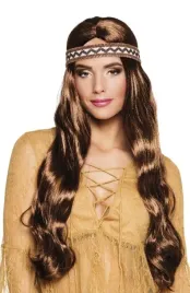 peruka-dluga-brazowa-hipiska-85825-z-opaska