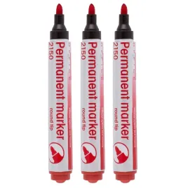 marker-d-rect-okragly-permanentny-czerwony-x3szt