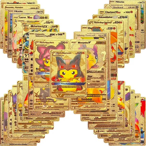 Karty Pokemon Złote 55 Kart Na Prezent Dla Dziecka Urodziny Zabawa