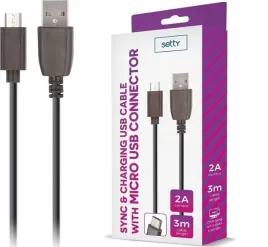 setty-kabel-usb-microusb-3m-2a-czarny