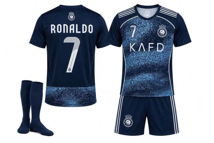 STRÓJ PIŁKARSKI - KOSZULKA SPODENKI GETRY - RONALDO AL NASSR rozm. 116 cm