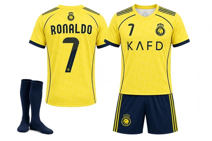 STRÓJ PIŁKARSKI - KOSZULKA SPODENKI GETRY - RONALDO AL NASSR rozm. 128 cm