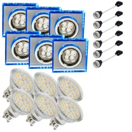 6x-oprawa-halogenowa-z-niebieskim-paskiem-led-zarowka-led-gu10-3w-zestaw