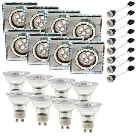 8x-oprawa-halogenowa-sufitowa-bialy-pasek-led-zarowka-gu10-50w-zestaw