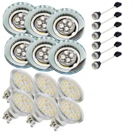 6x-oprawa-halogenowa-sufitowa-bialy-pasek-led-zarowka-led-gu10-3w-zestaw