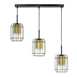 loftowa-lampa-wiszaca-potrojna-nad-stol-czarna-klosz-zloty-z-klatka-kratka
