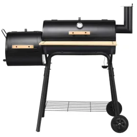 Zdjęcie produktu Dwukomorowy grill węglowy czarny 115 x 65 x 108 cm