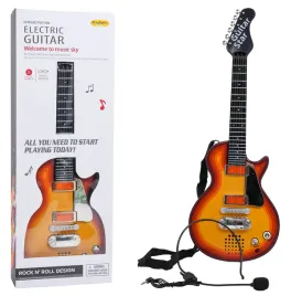 elektryczna-gitara-dla-dzieci-3-czerwone-drewno-sluchawki-z-mikrofonem-dzwieki-swiatla