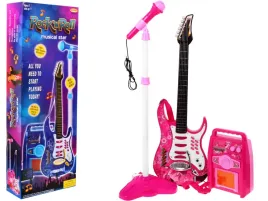 gitara-z-akcesoriami-dla-dzieci-6-rozowy-zestaw-muzyczny-wzmacniacz-mikrofon