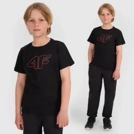 koszulka-chlopieca-4f-t-shirt-z-logo-sportowy-bawelniany-casual-czarny-146