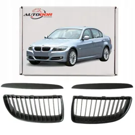 bmw-3-e90-2004-08-grille-nerki-atrapy-zderzaka-czarny-mat-listwy-gorne-kpl