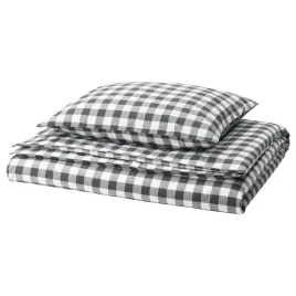 ikea-ektandvinge-komplet-poscieli-150x200-50x60-cm-kratka-bawelna-posciel