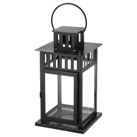 ikea-borrby-lampion-swiecznik-czarny-28cm