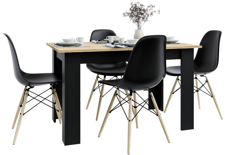 Stół z Krzesłami Do Kuchni Jadalni Salonu LOFT Craft/Czarny Krzesła czarne