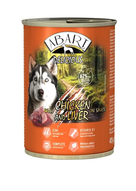 Abart Delicious Puszka dla psa 415g Kurczak z wątróbką w sosie