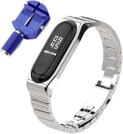 etui-do-zegarka-xiaomi-mi-band-4-3-srebrne-z-bransoleta-stal-nierdzewna