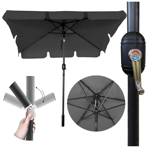 Parasol ogrodowy składany solidny z falbaną duży mocny 125x200 cm BALKONOWY