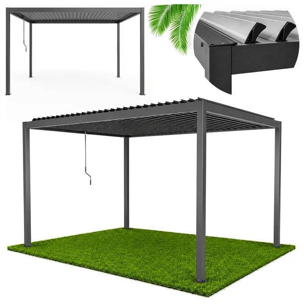 Pergola Ogrodowa Tarasowa 3x3m ALUMINIOWA Pawilon REGULOWANY DACH Antracyt