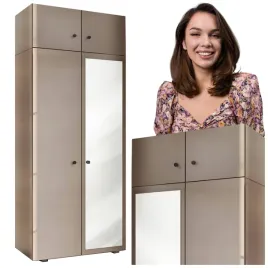 szafa-dwudrzwiowa-90-cm-z-lustrem-z-nadstawka-garderoba-przedpokoj-bezowa