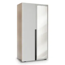 szafa-dwudrzwiowa-90-cm-uchylna-przedpokoj-biala-aria-hexa-czarna-z-lustrem
